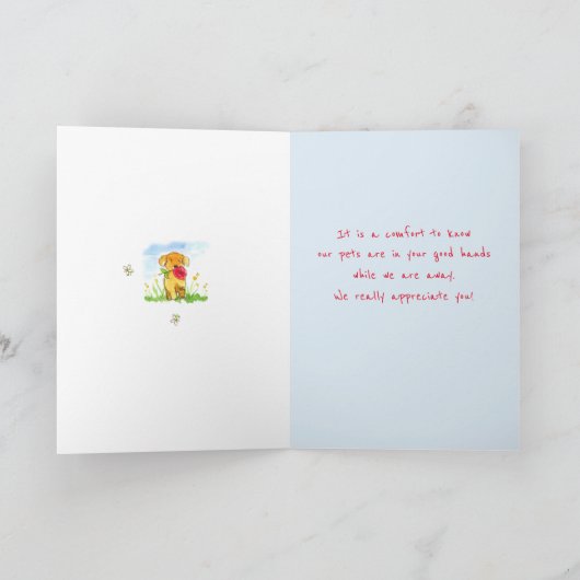 Pet Sitter Vielen Dank Katzen Hunde Blume Karte (Innenseite)