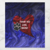 Pet Sitter Vielen Dank Paw Print Heart Groomer Weinetikett (Einzelnes Label)