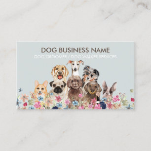 Pet Sitter Walker dog petcare blue brown pastel Visitenkarte