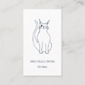 Pet Sitter Winking Cat Navy Blue QR Code Visitenkarte (Vorderseite)