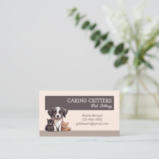 Pet Sitting Business Card Visitenkarte (Stehend Vorderseite)