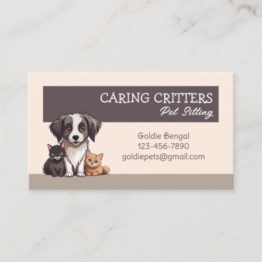 Pet Sitting Business Card Visitenkarte (Vorderseite)