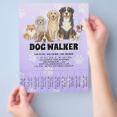 Pet Sitting Dog Walker Custom Promotional Purple Flyer (Hand)