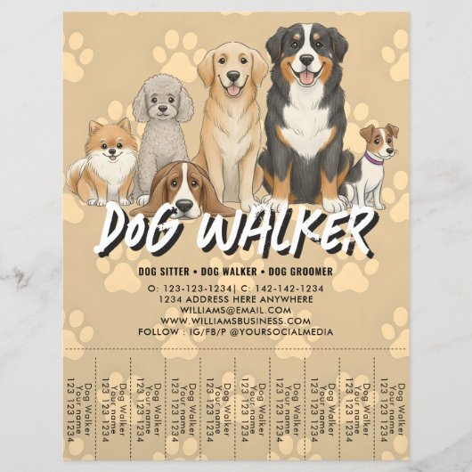 Pet Sitting Dog Walker Custom Promotional QR Code Flyer (Vorne)