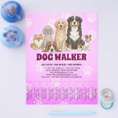 Pet Sitting Dog Walker Promotional Vibrant Pink Flyer (Einzeln)