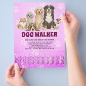Pet Sitting Dog Walker Promotional Vibrant Pink Flyer (Hand)