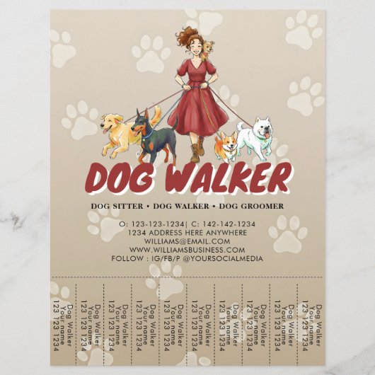 Pet Sitting Dog Walking Service Custom Flyer (Vorne)