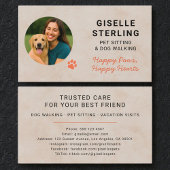 Pet Sitting Photo Paw Print Minimalist Modern Visitenkarte