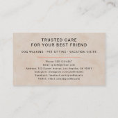 Pet Sitting Photo Paw Print Minimalist Modern Visitenkarte (Rückseite)