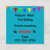 Pet Sitting Quadratische Visitenkarte (Rückseite)