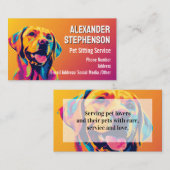 Pet Sitting Service Dog Walking Pop Art Golden Lab Visitenkarte (Vorne/Hinten)
