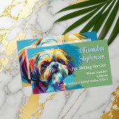 Pet Sitting Service Dog Walking Pop Art Shih Tzu Visitenkarte