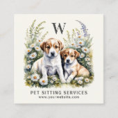 Pet Sitting Services Wasserfarbe QR Code Quadratische Visitenkarte (Vorderseite)
