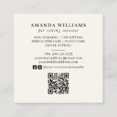 Pet Sitting Services Wasserfarbe QR Code Quadratische Visitenkarte (Rückseite)