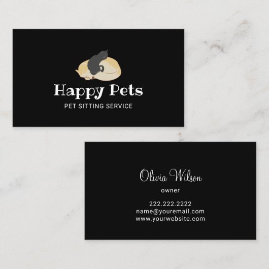 Pet Sitzen Niedliche Hunde und Katzen Logo Pet Pfl Visitenkarte (Vorne/Hinten)