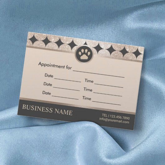Pet Sitzen Salon Rose Gold Paw Logo Terminkarte