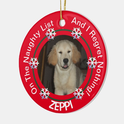 Pet Snowflake Naughty List Weihnachten Keramik Ornament (Links)