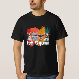 Pet Squad - Niedlicher Hund und Katze Retro Art T-Shirt
