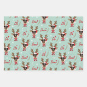 Pet Star | Custom Face Foto Rentier Weihnachten Geschenkpapier Set (Vorderseite 3)