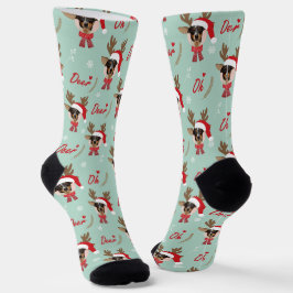 Pet Star | Custom Face Foto Rentier Weihnachten Socken