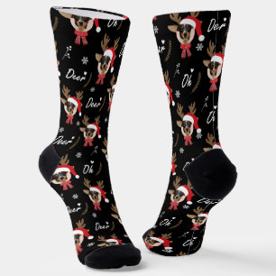 Pet Star Custom Face Foto Rentier Weihnachten Socken