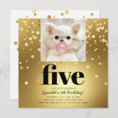 Pet Star | Foto Pet Birthday Party Gold Einladung (Vorne/Hinten)