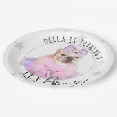 Pet Star | Let's Pawty Foto Haustier Hund Geburtst Pappteller (Schrägansicht)