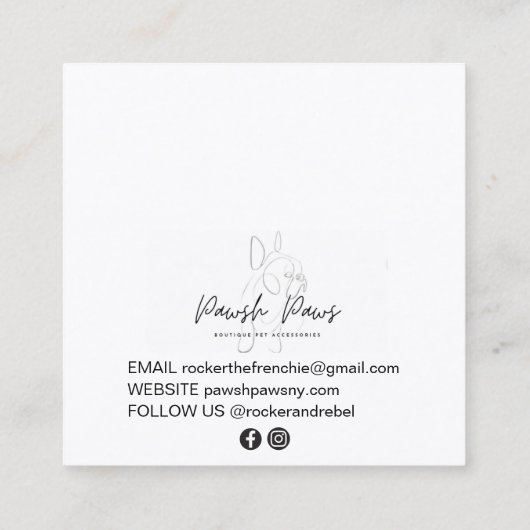 Pet Star | Modernes Minimalistisches Foto und einf Quadratische Visitenkarte (Rückseite)