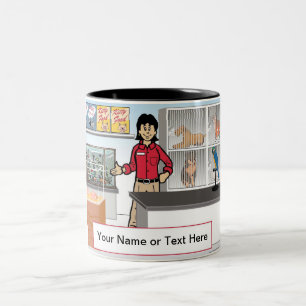 Pet Store - Cartoon von Frauen bei PrintedPerfecti Zweifarbige Tasse