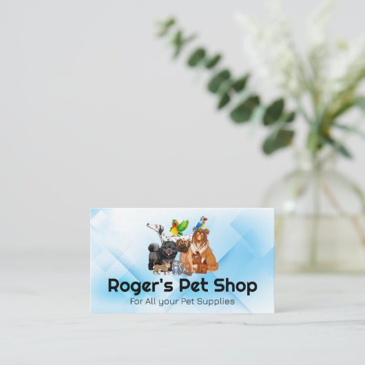 Pet Store | Hunde Katzen Vögel Visitenkarte (Stehend Vorderseite)