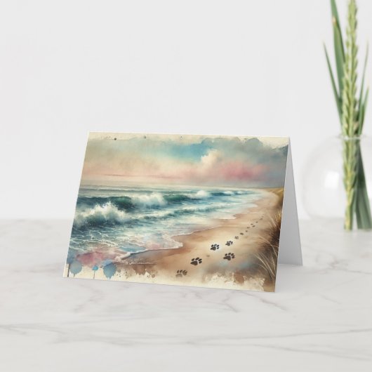 Pet Sympathy Beach Watercolor Card Karte (Vorderseite)