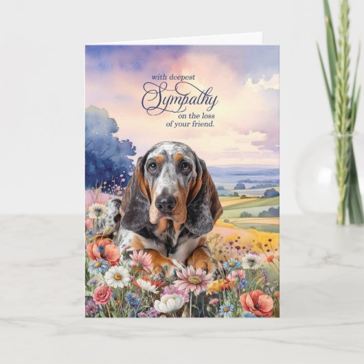 Pet Sympathy Bluetick Coonhound Dog Wildflowers Karte (Vorderseite)