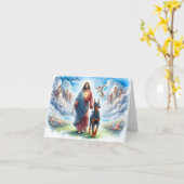 Pet Sympathy Card-Jesus mit Doberman Karte (Gelbe Blume)