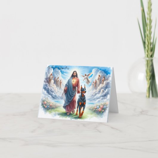 Pet Sympathy Card-Jesus mit Doberman Karte (Vorderseite)