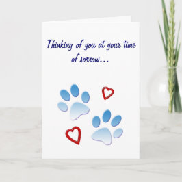 Pet Sympathy Card Paws and Hearts individuell anpa Karte
