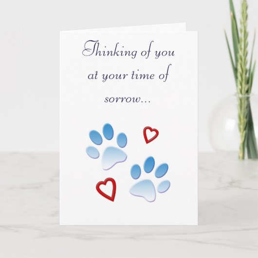 Pet Sympathy Card Paws and Hearts Karte (Vorderseite)