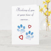 Pet Sympathy Card Paws and Hearts Karte (Gelbe Blume)