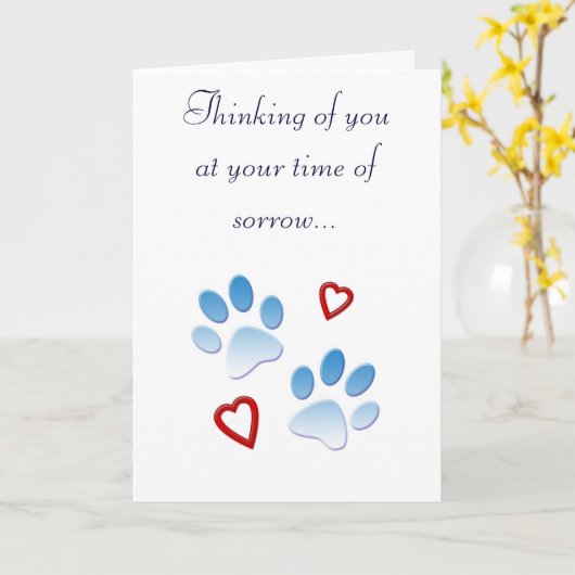 Pet Sympathy Card Paws and Hearts Karte (Gelbe Blume)