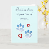Pet Sympathy Card Paws and Hearts Karte (Gelbe Blume)