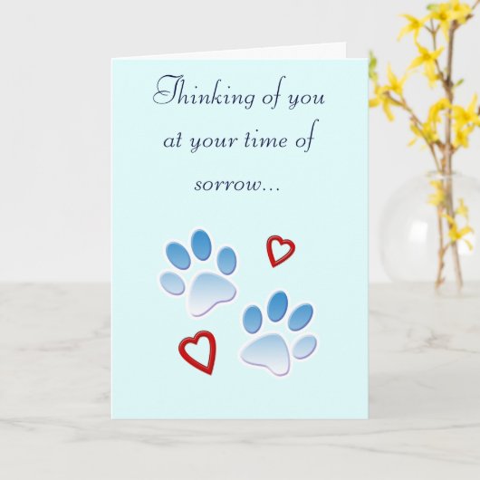 Pet Sympathy Card Paws and Hearts Karte (Gelbe Blume)