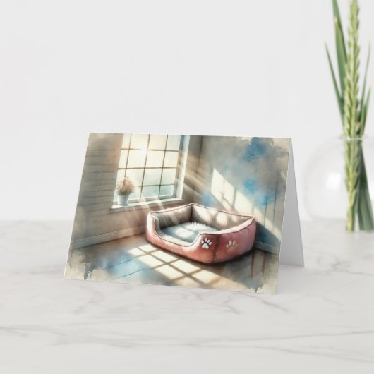 Pet Sympathy Empty Bed Watercolor Card Karte (Vorderseite)