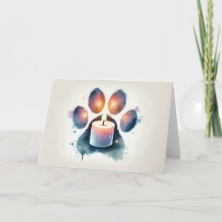 Pet Sympathy Watercolor Loss Paw Print with Candle Karte
