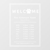 Pet Veterinary Clinic Open Hours Paw Logo Fensteraufkleber (Blatt)