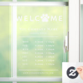 Pet Veterinary Clinic Open Hours Paw Logo Fensteraufkleber (Zuhause)