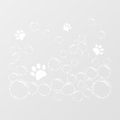 Pet-Waschblasen mit Pfoten Kontur Fensteraufkleber (Blatt)