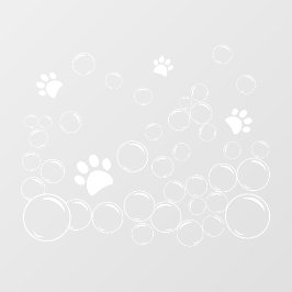 Pet-Waschblasen mit Pfoten Kontur Fensteraufkleber