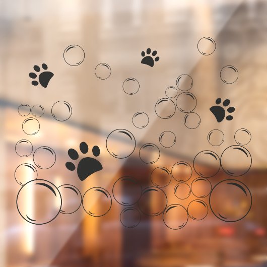 Pet-Waschblasen mit Pfoten schwarz Kontur Fensteraufkleber (Blatt 2)