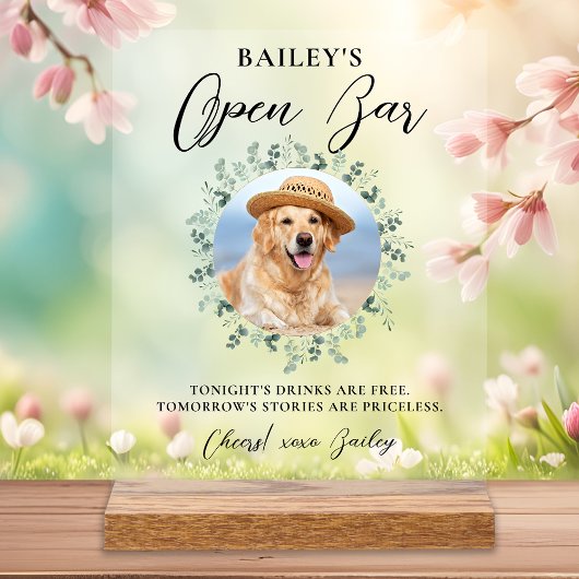 Pet Wedding Hund Offene Bar Cocktail Drinks Acrylschild