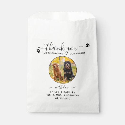Pet Wedding Modern Elegantes Script Foto Vielen Da Geschenktütchen (Vorderseite)