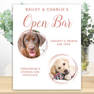 Pet Wedding Open Bar Dog 2 Foto Rose Gold Drinks Poster